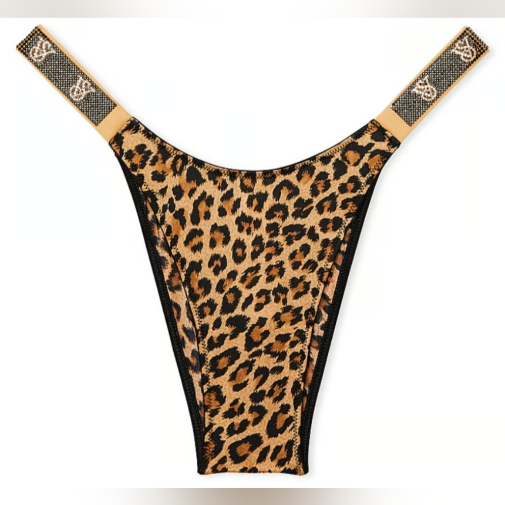 L XL XXL Victoria's Secret Shine Strap Brazilian Panty Leopard